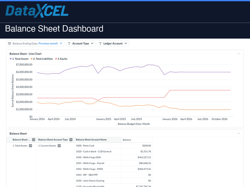 Balance Sheet Dashboard screenshot