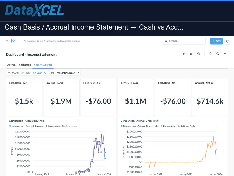 Cash Basis / Accrual Income Statement screenshot