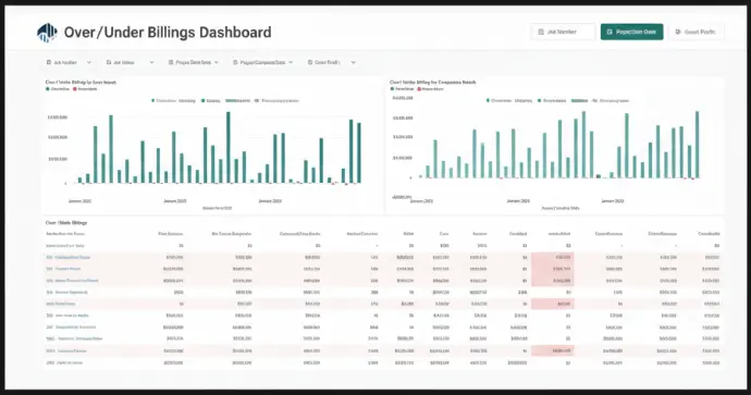 Over / Under Billing — DataXcel dashboard screenshot