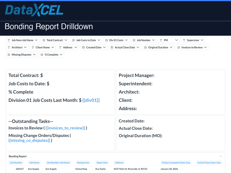 Bonding Report Drilldown