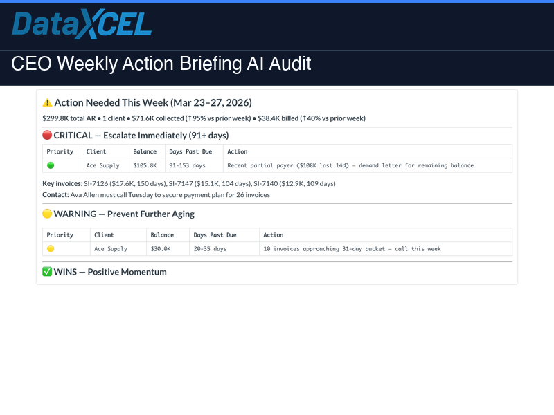 CEO Weekly Action Briefing AI Audit
